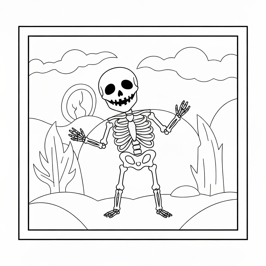 jack skeleton simple coloring page
