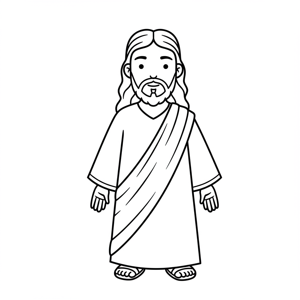 cartoon kleurplaat van jezus