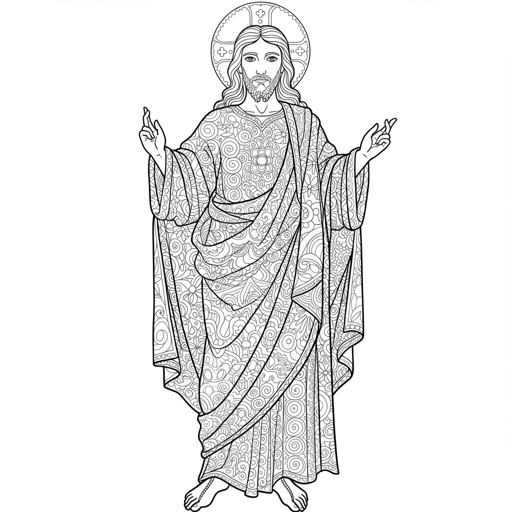 decoratieve kleurplaat van jezus