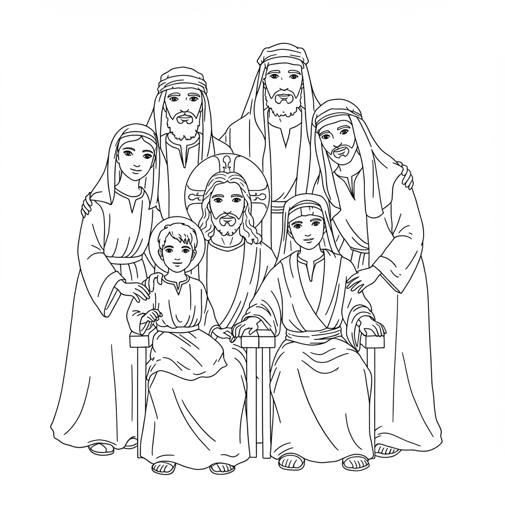 familie kleurplaat van jezus