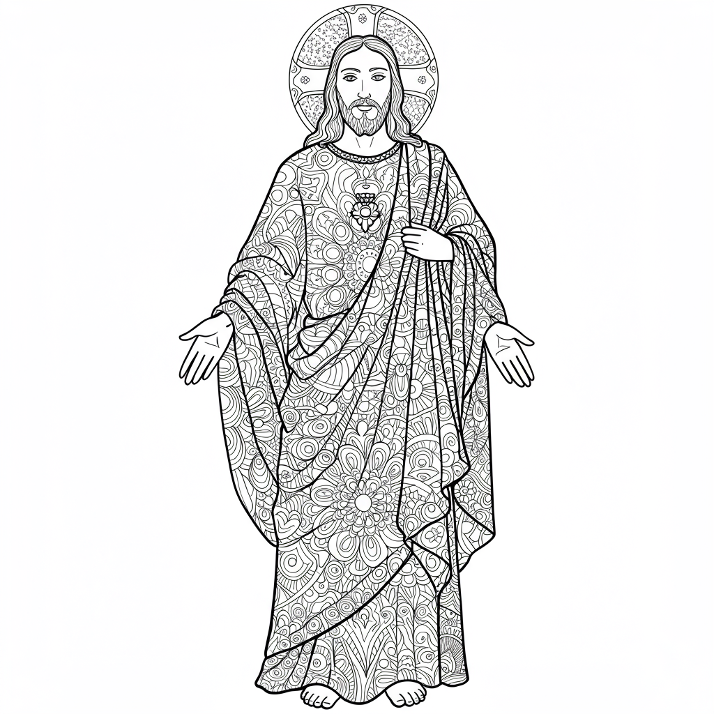 mandala kleurplaat van jezus