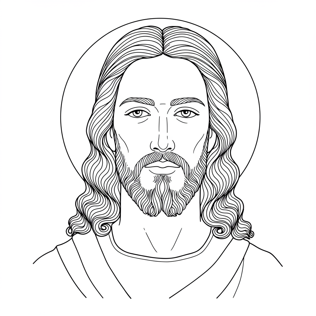 portret kleurplaat van jezus