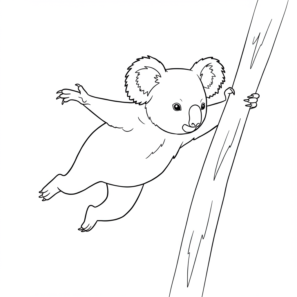 koala action coloring page