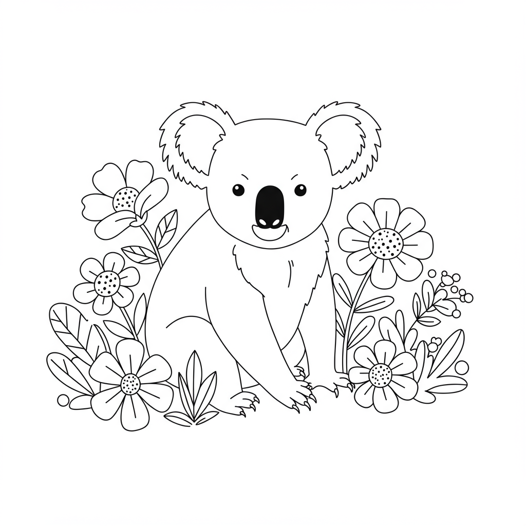 koala flowers coloring page
