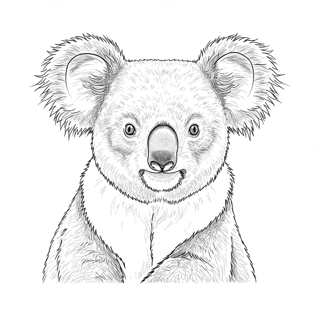 koala portrait coloring page