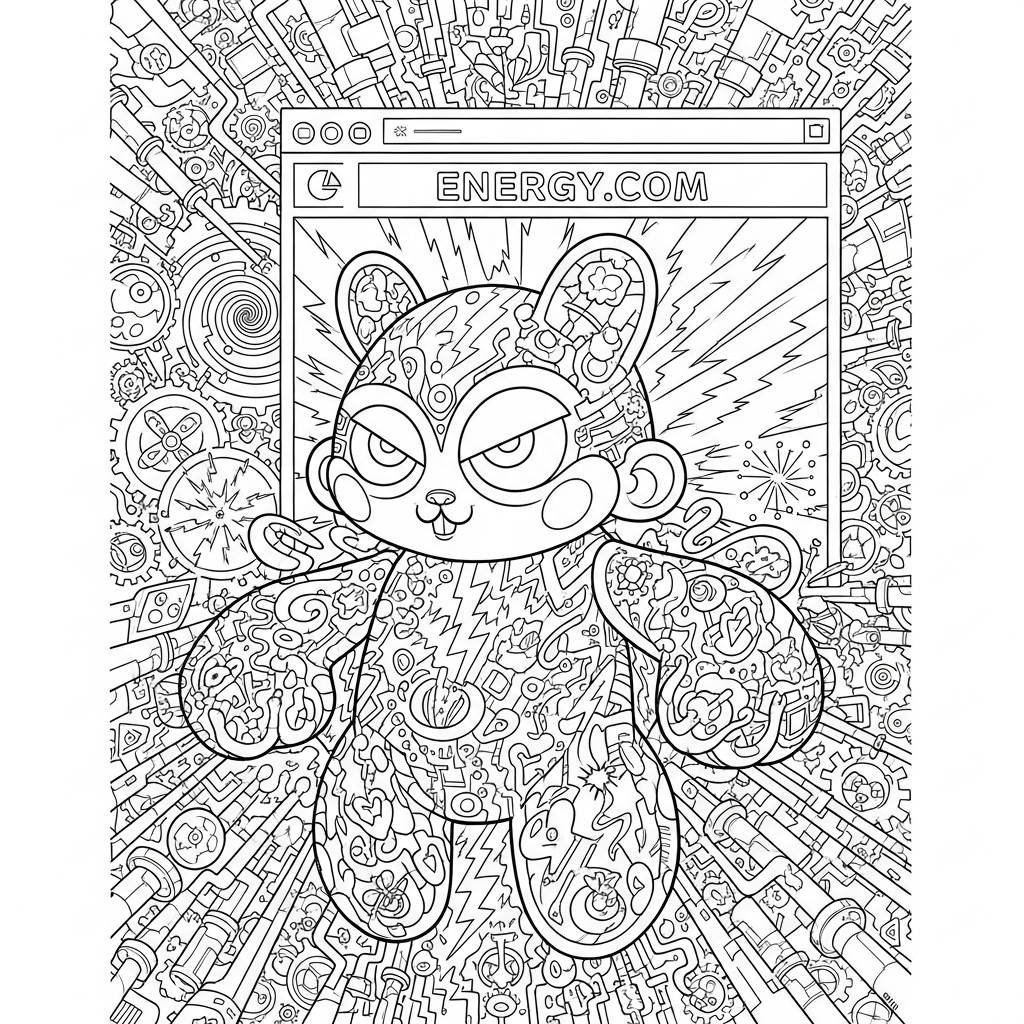 labubu big into energy  website abstract coloring page