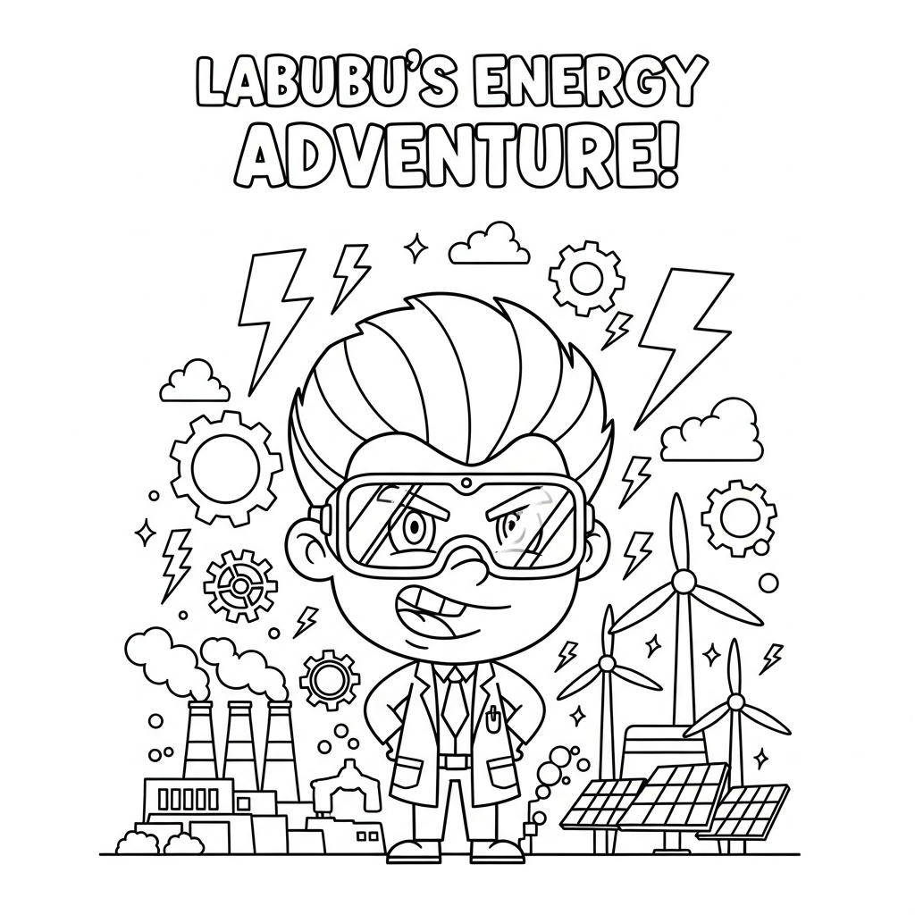 labubu big into energy  website cartoon coloring page