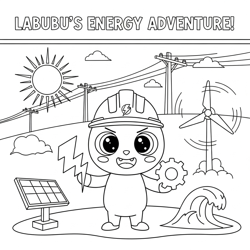 labubu big into energy  website simple coloring page