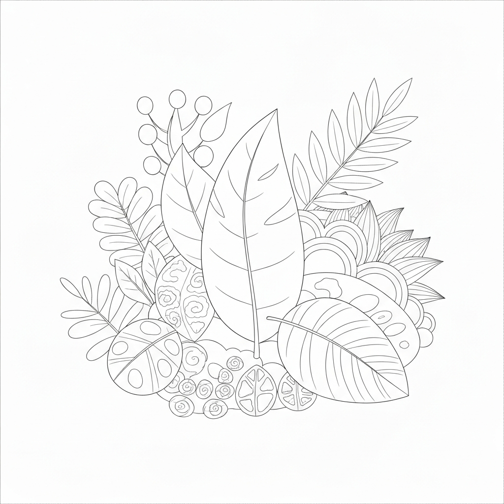 leaf abstract coloring page