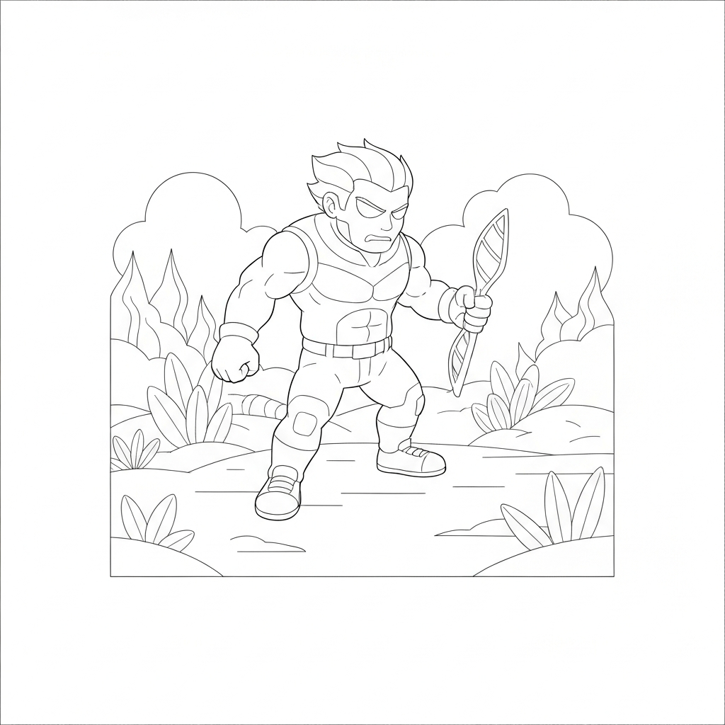 leaf action coloring page