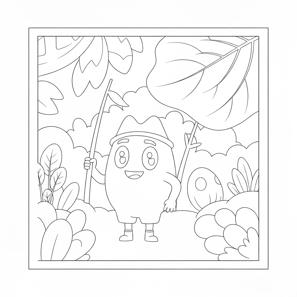 leaf cartoon coloring page