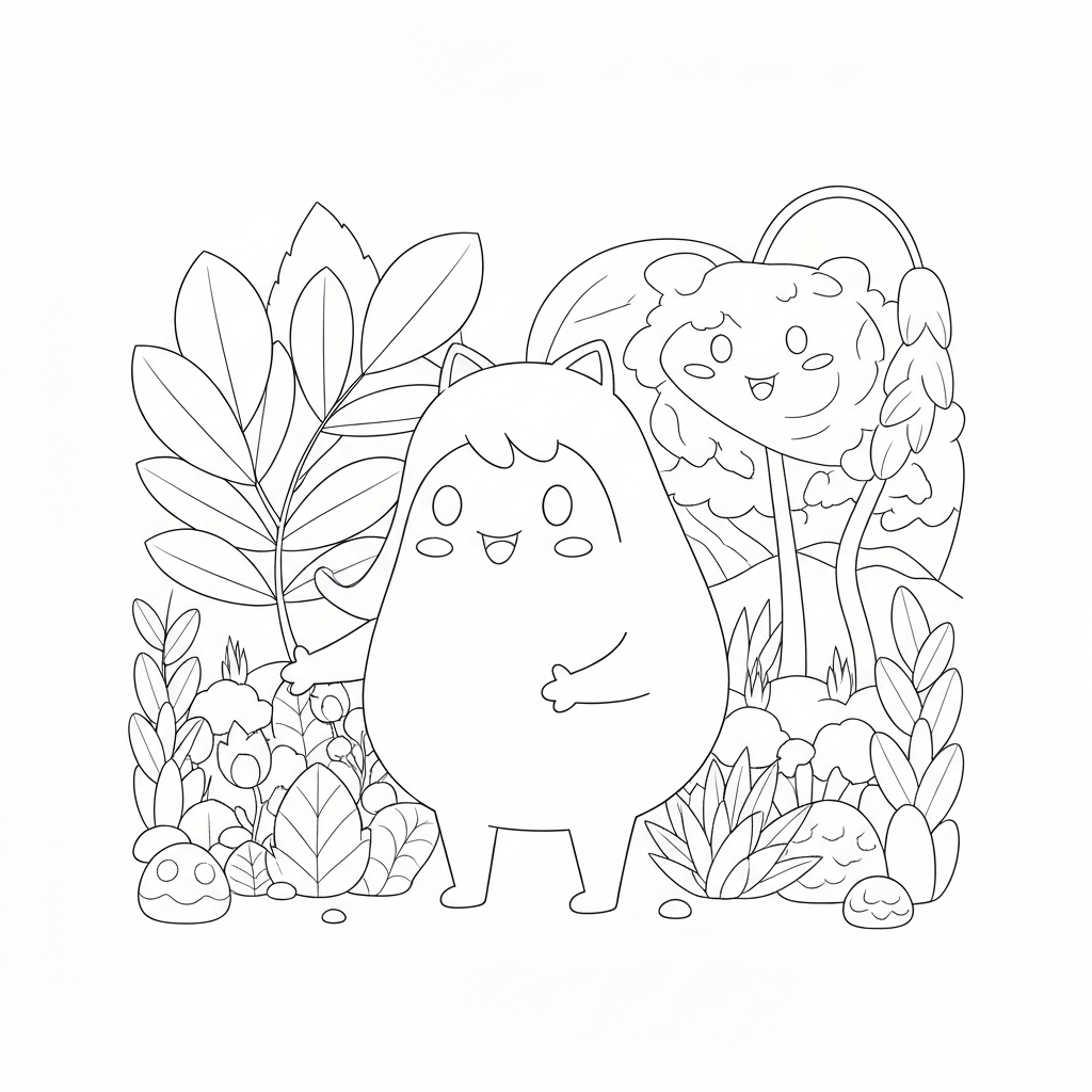 leaf cute coloring page
