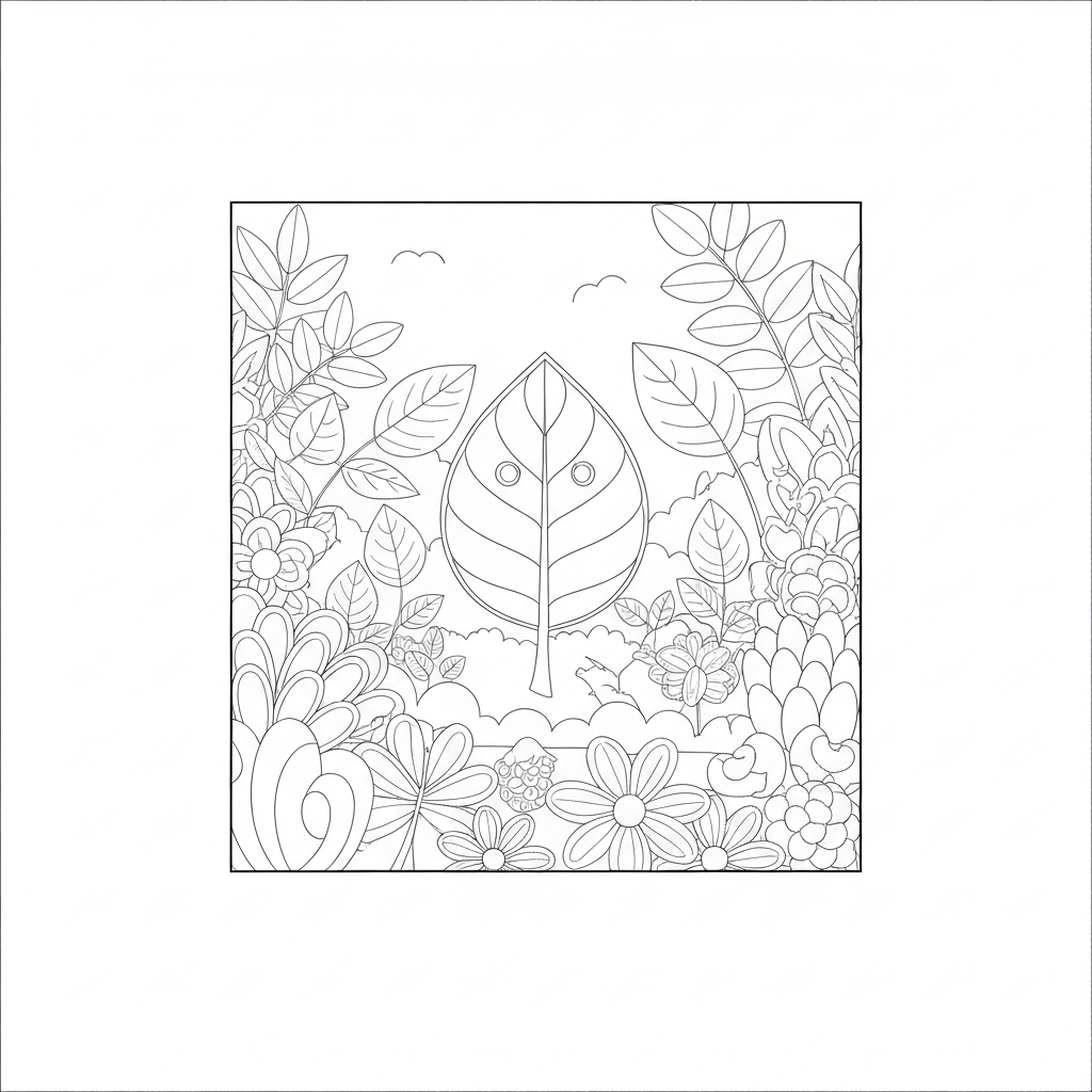 leaf portrait coloring page