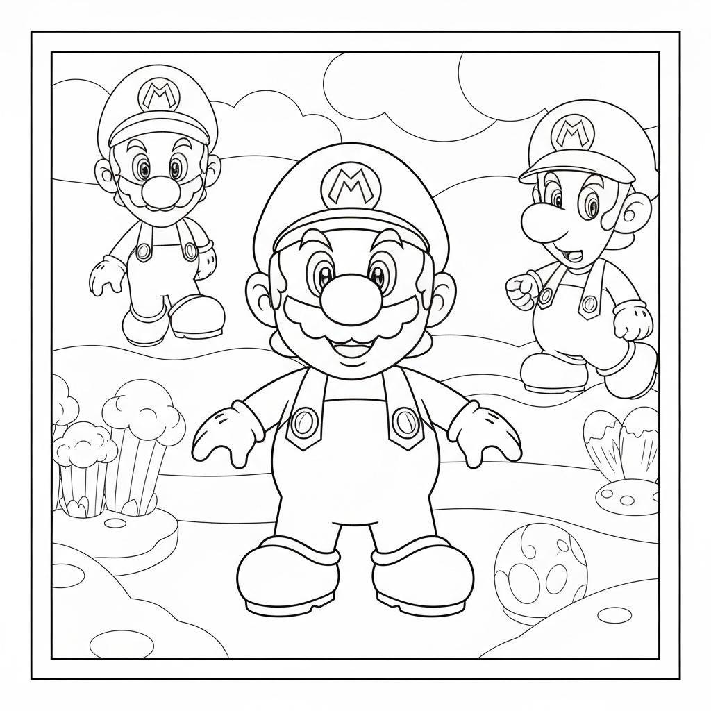 mario and luigi baby coloring page