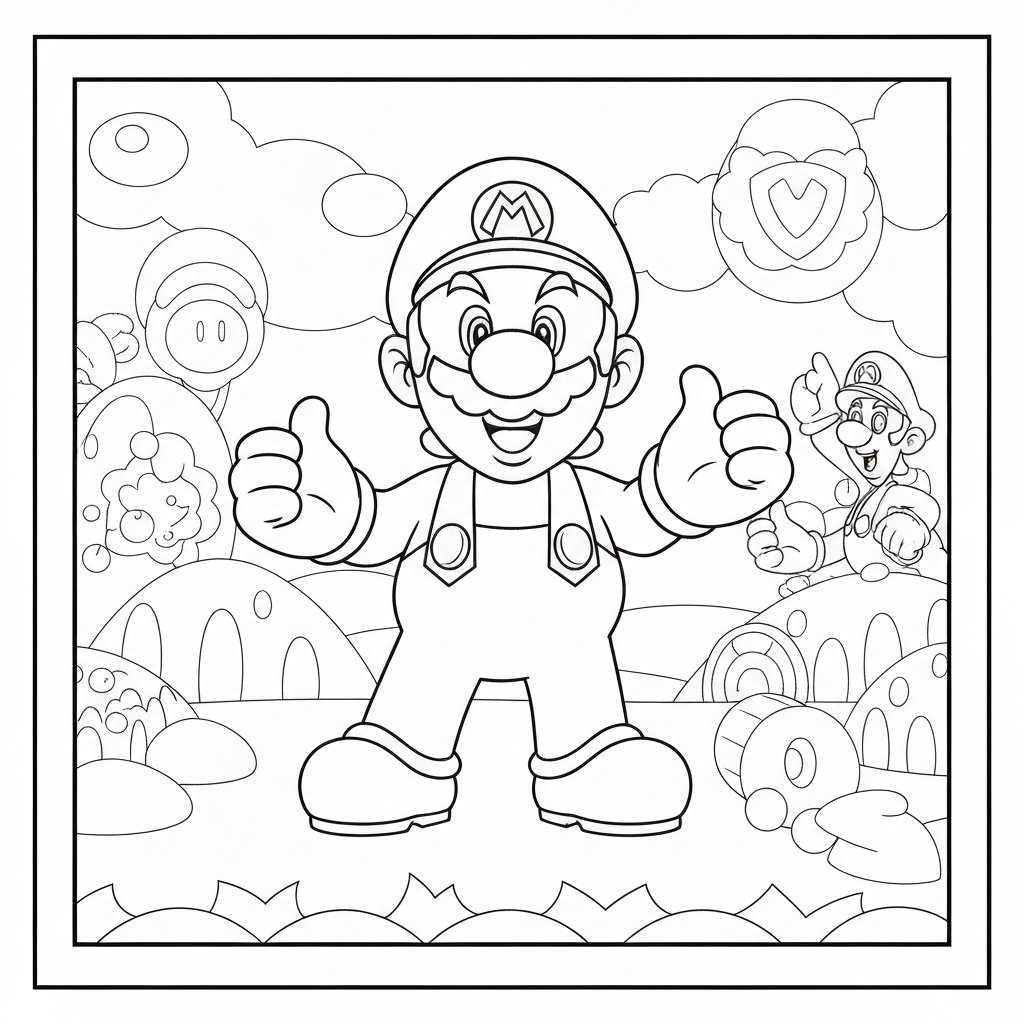 mario and luigi decorative coloring page