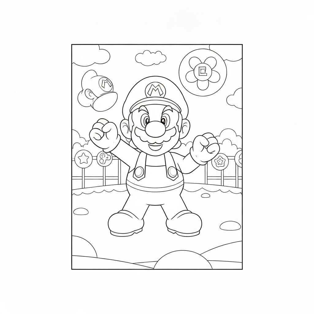 mario and luigi detailed coloring page