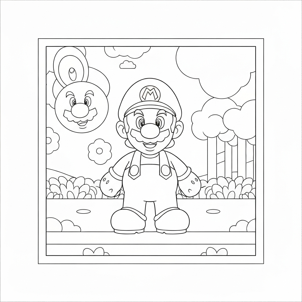 mario and luigi easy coloring page