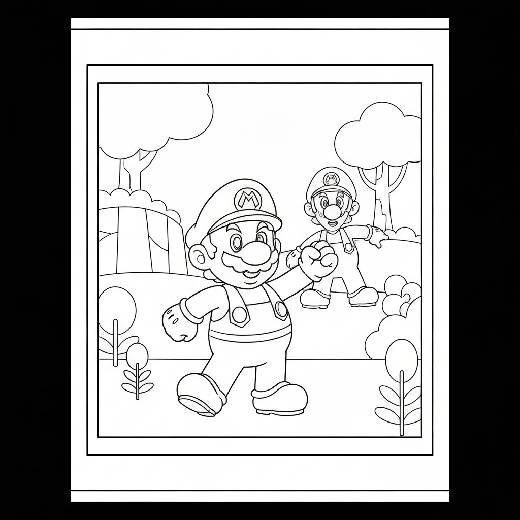 mario and luigi educational coloring page
