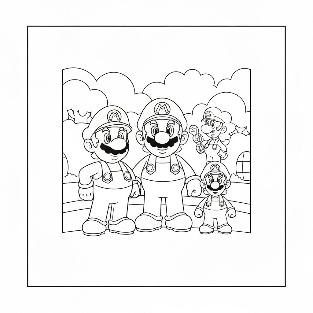 mario and luigi family coloring page
