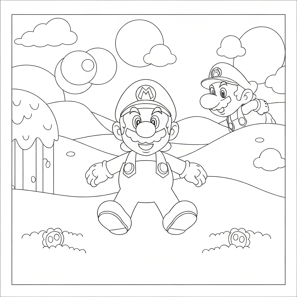 mario karakterleri soyut boyama sayfası