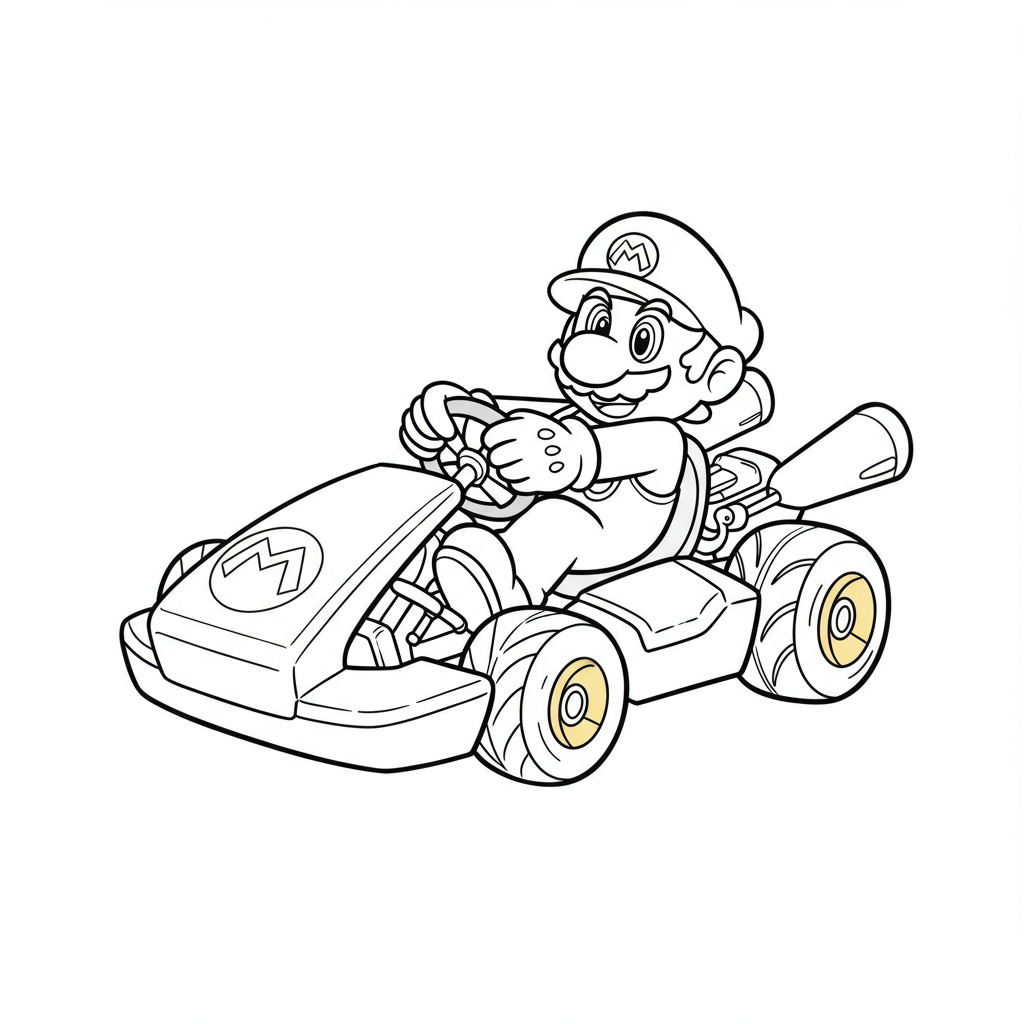 mario kart cartoon coloring page