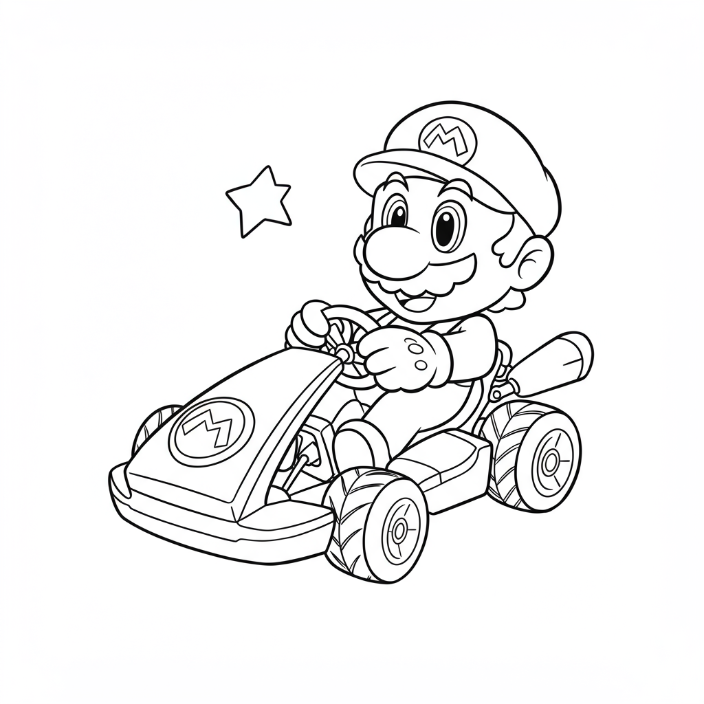 mario kart cute coloring page