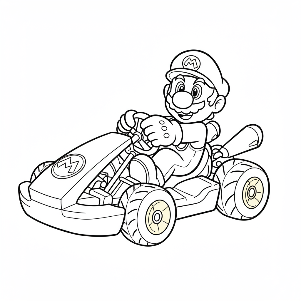 mario kart easy coloring page
