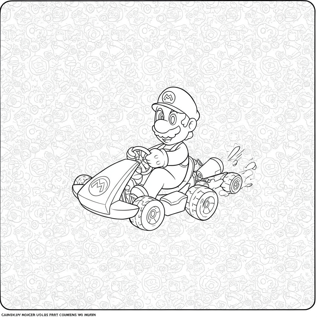 mario kart pattern coloring page