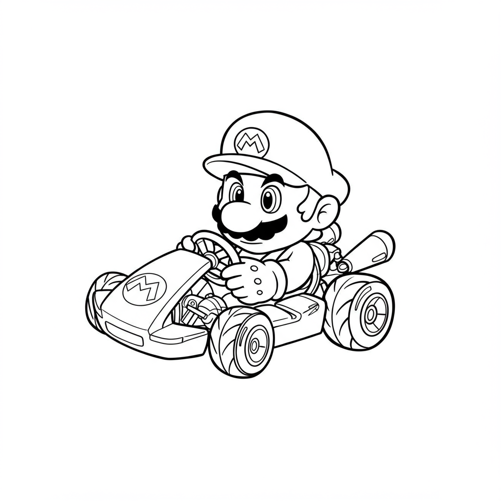 mario kart portrait coloring page