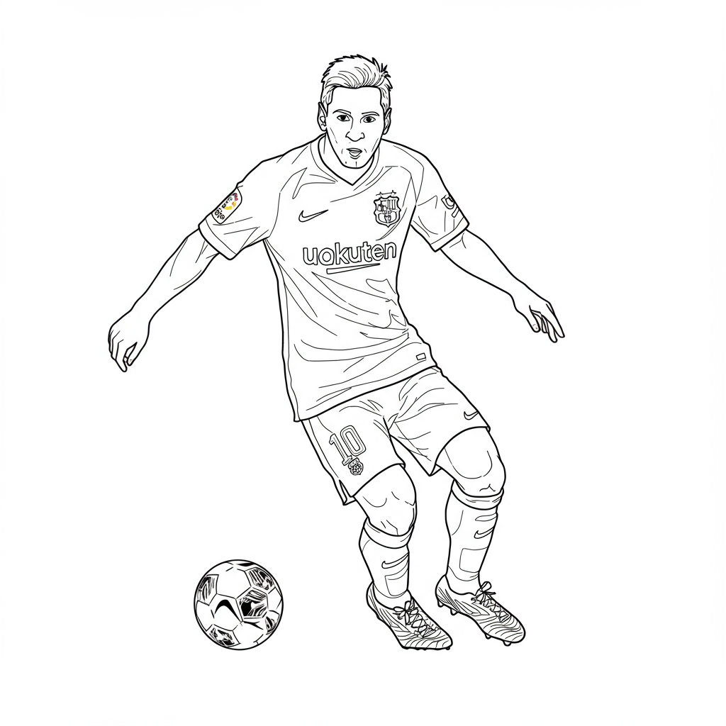 messi soccer action coloring page