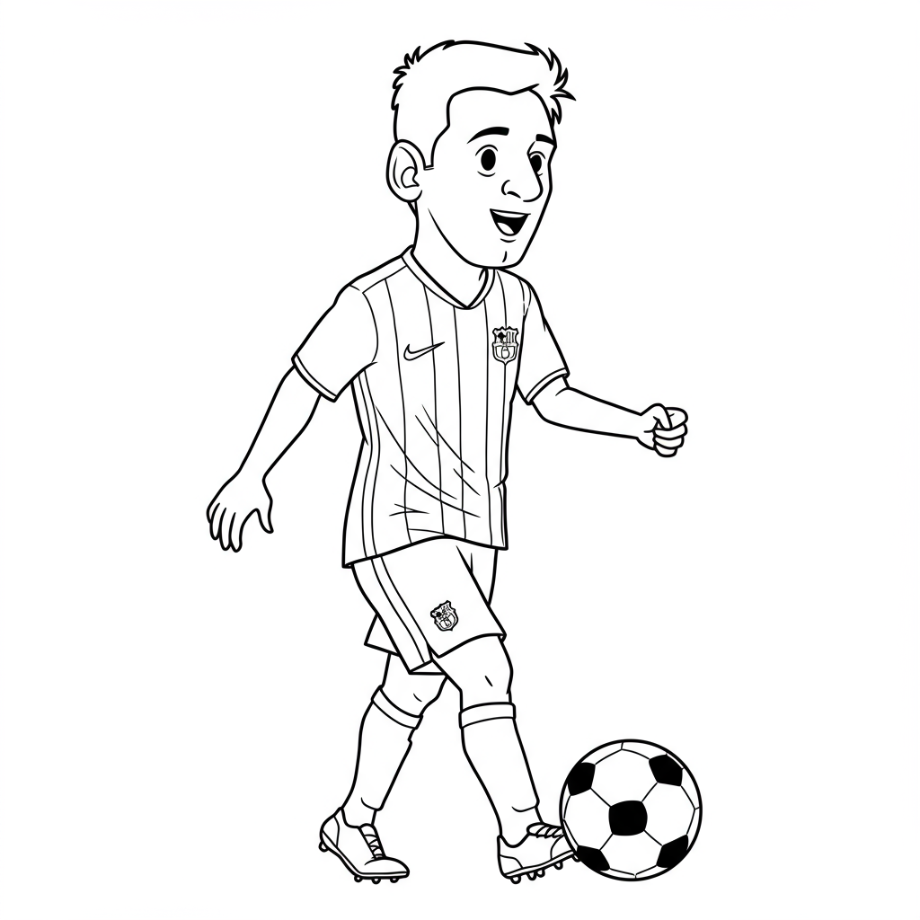 messi soccer cartoon coloring page