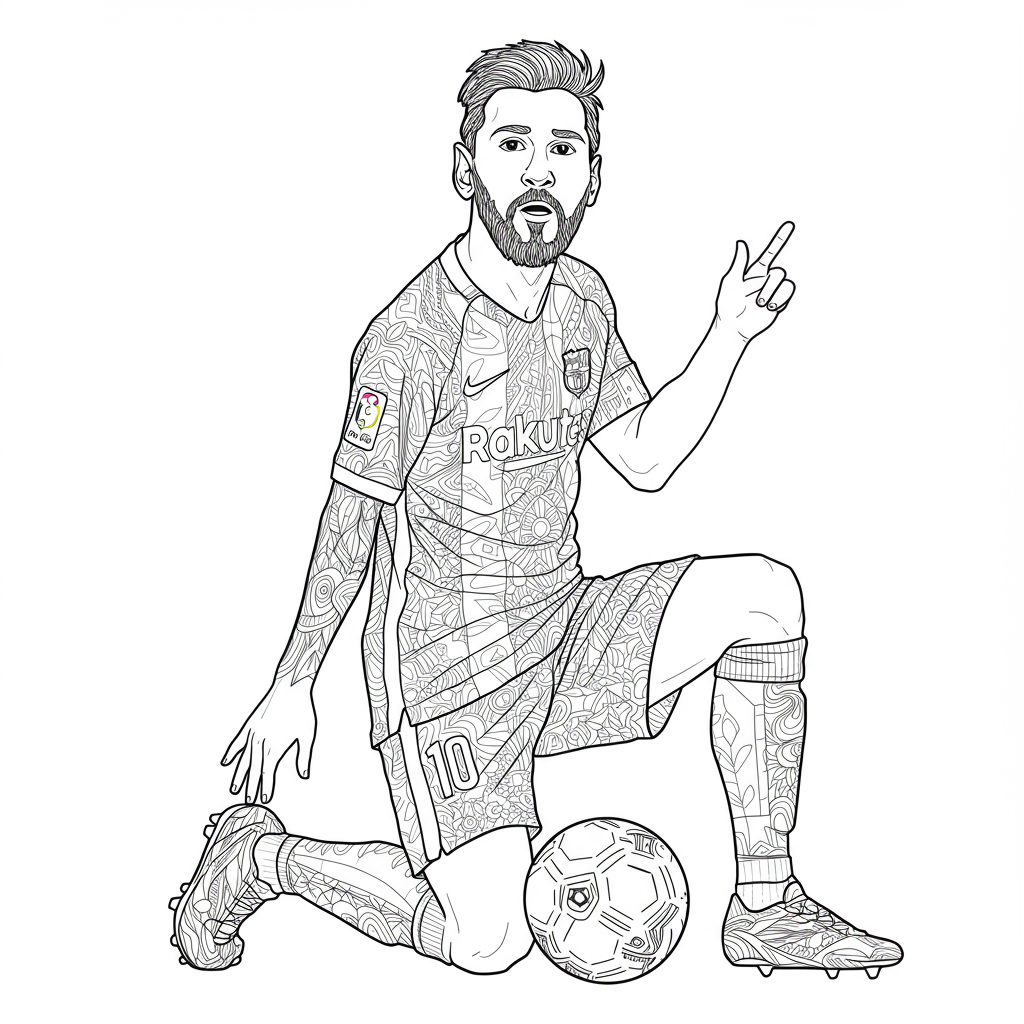 messi soccer decorative coloring page