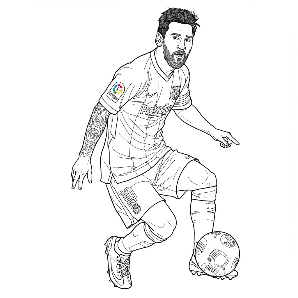 messi soccer detailed coloring page