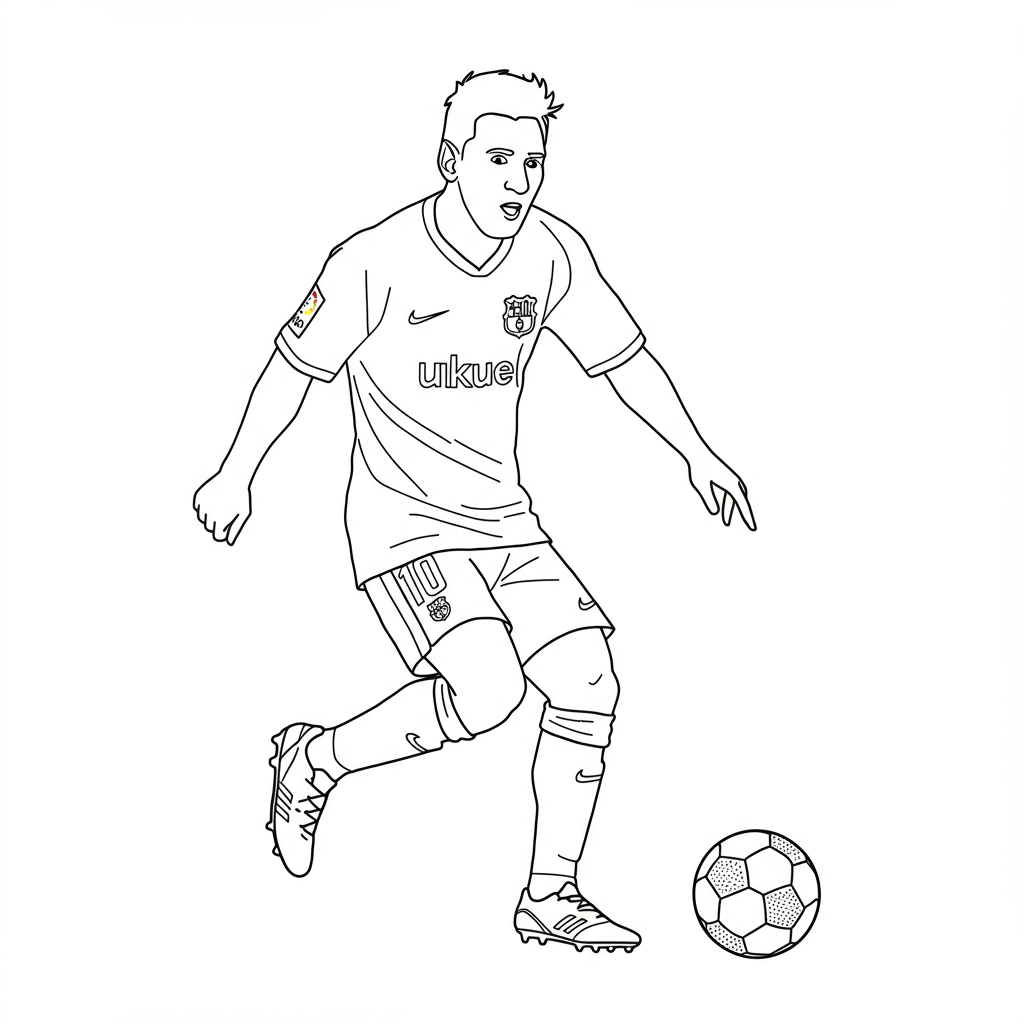 messi soccer easy coloring page