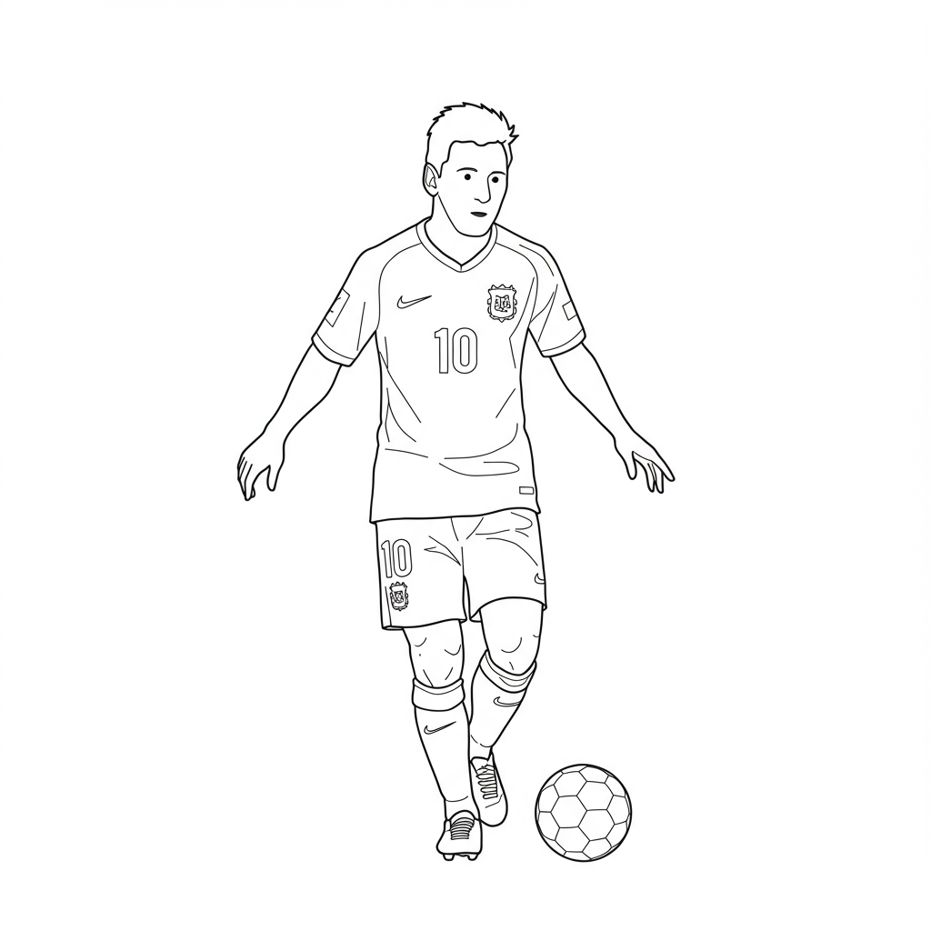 messi soccer educational coloring page
