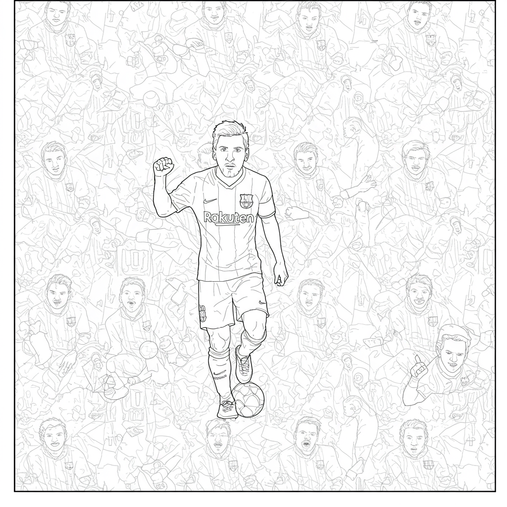 messi soccer pattern coloring page