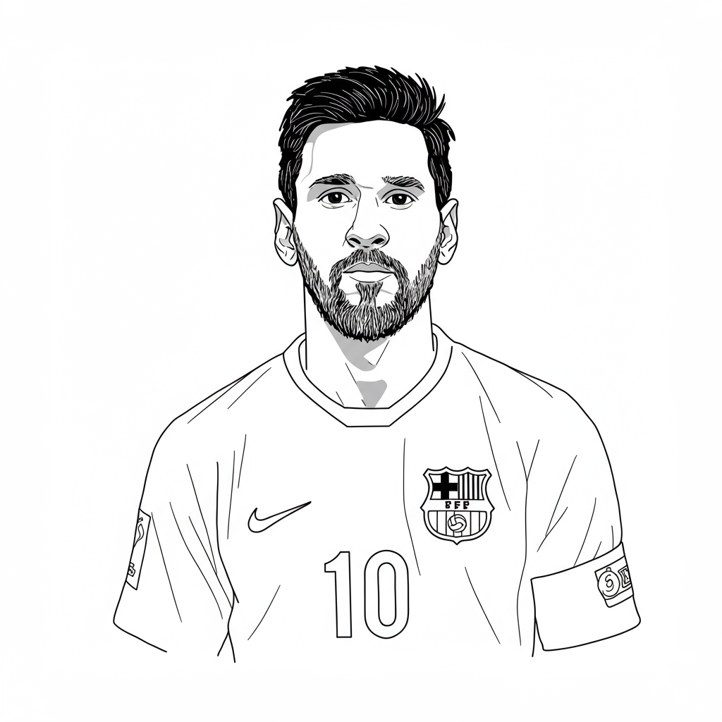 messi soccer portrait coloring page