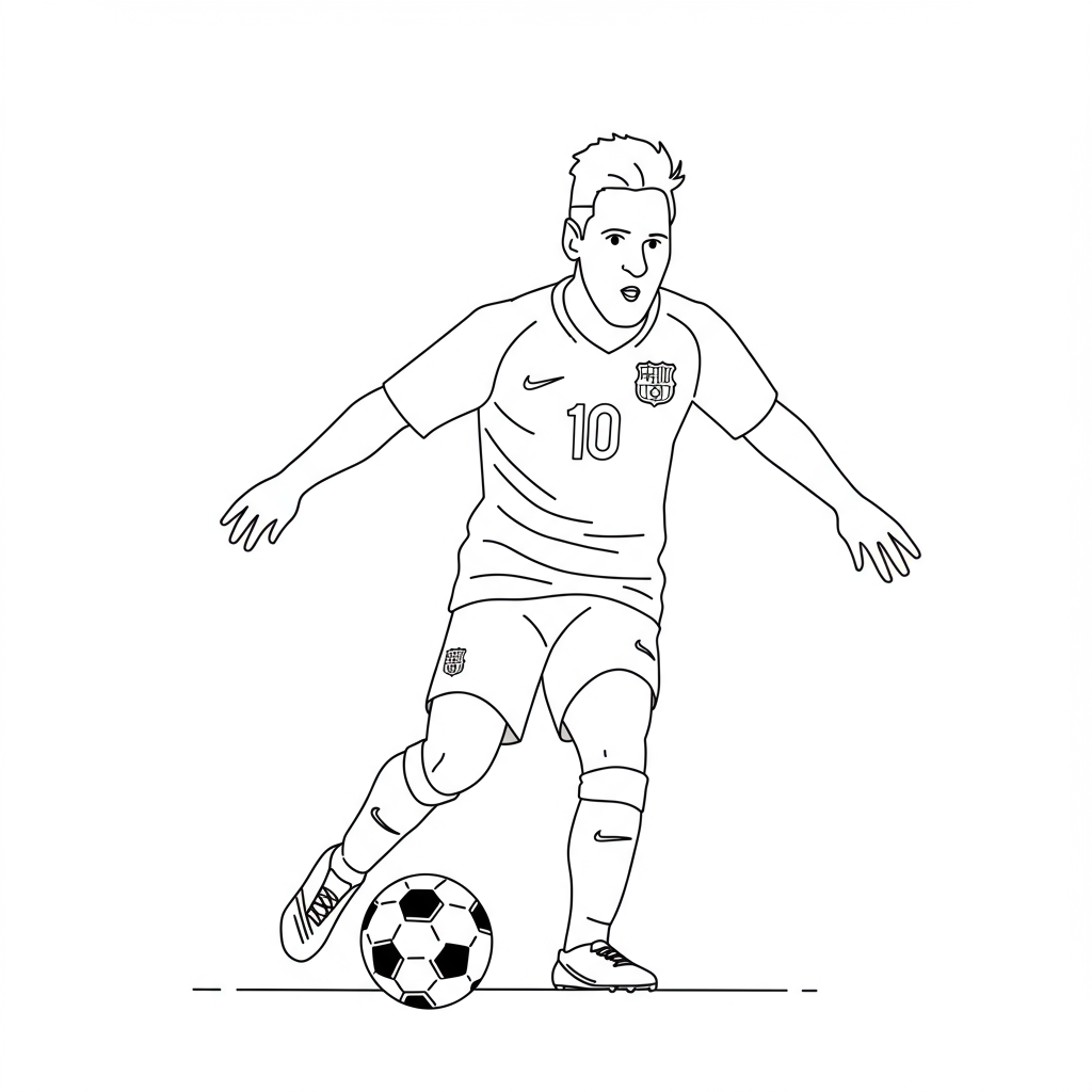 messi soccer simple coloring page
