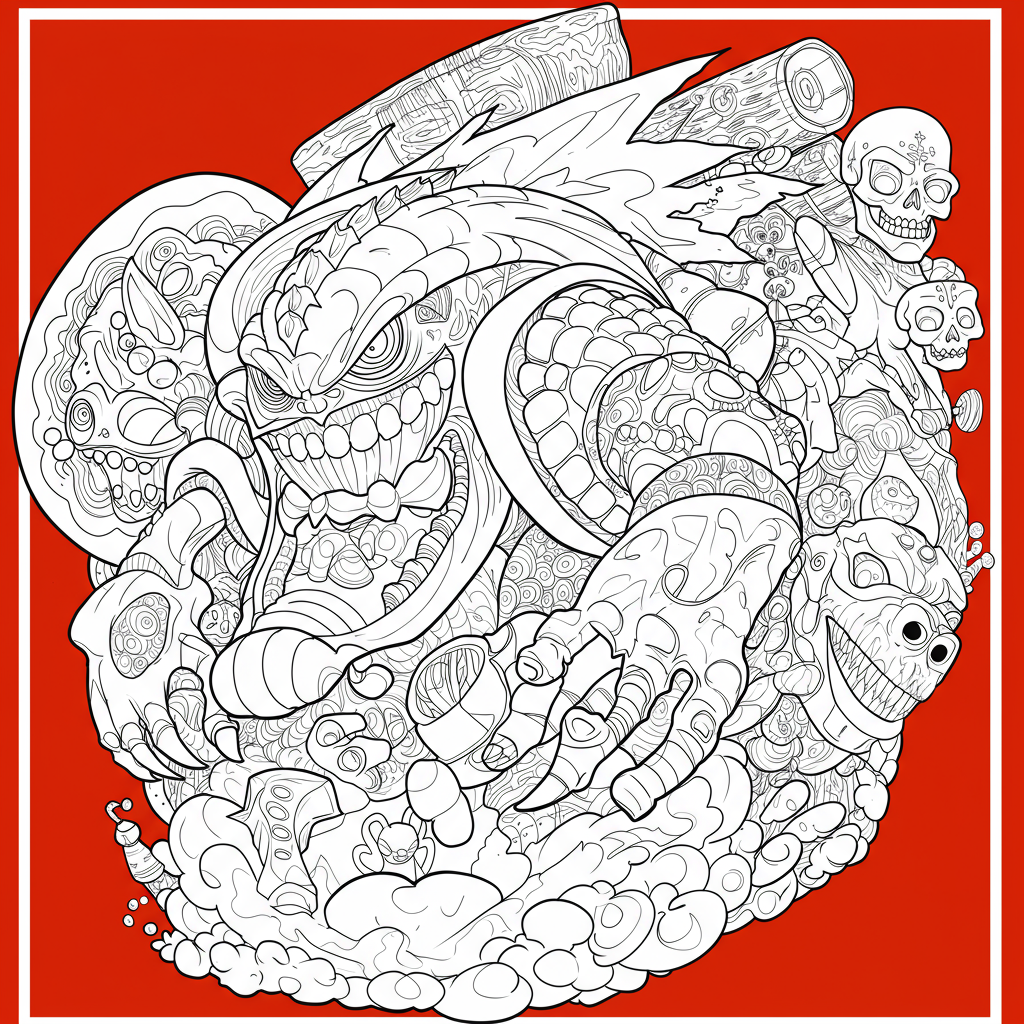 página para colorir abstrata de monster jam