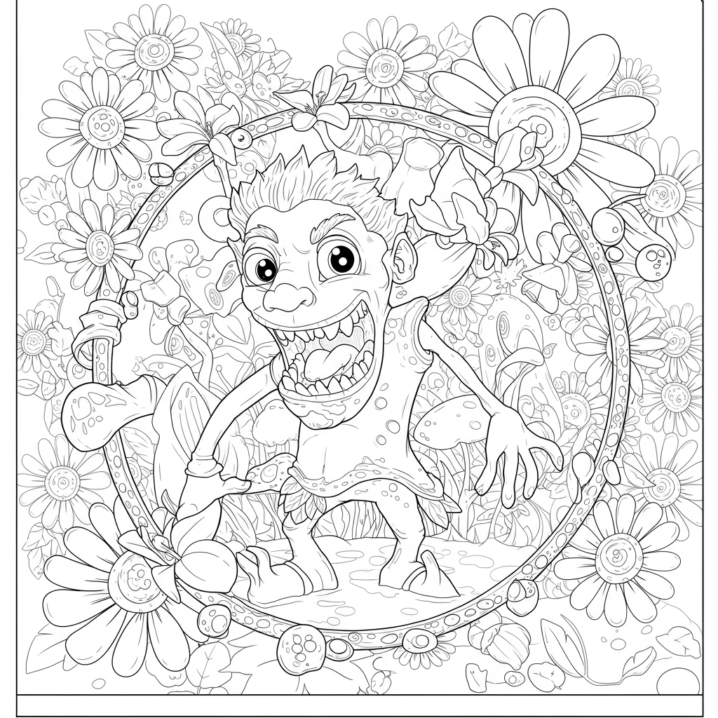 página para colorir de flores de monster jam