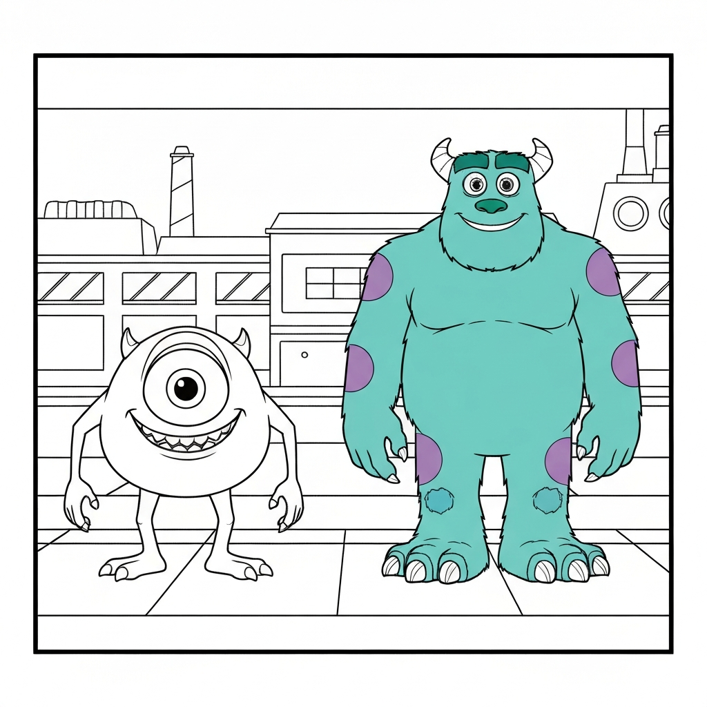 monsters inc family coloring page