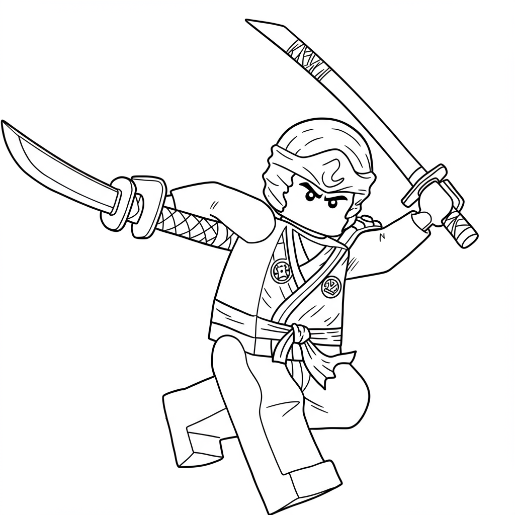 ninja ninjago action coloring page