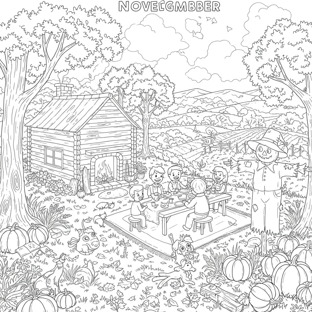 november cartoon coloring page