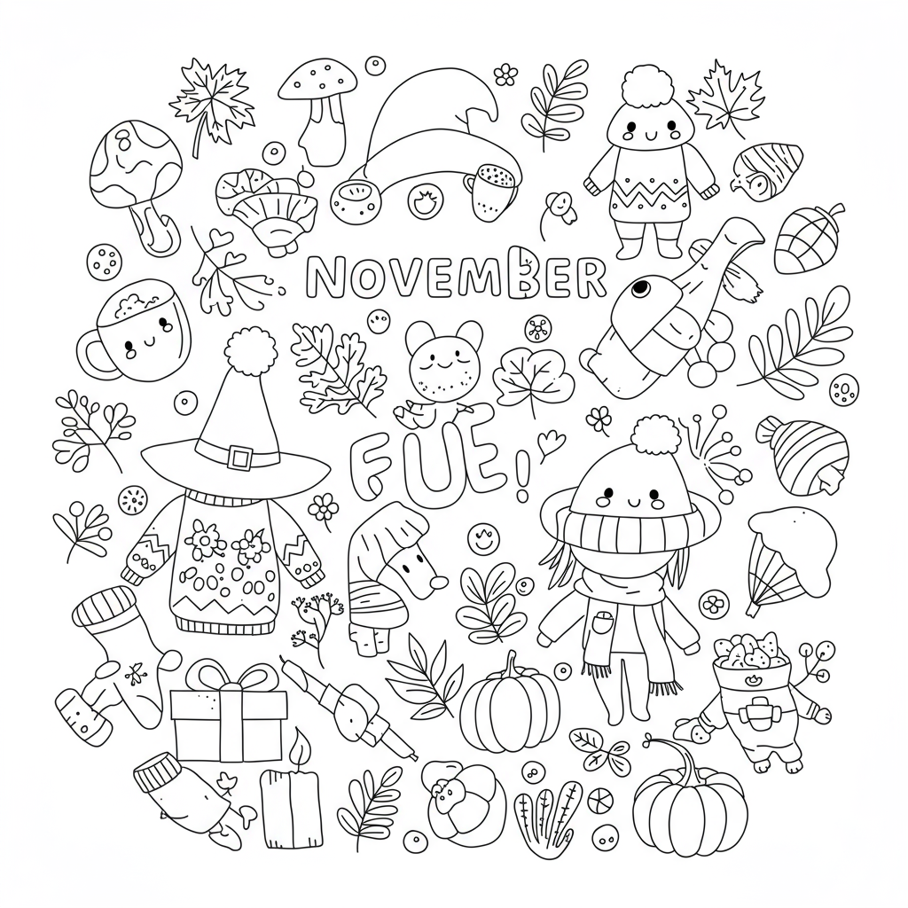 november cute coloring page