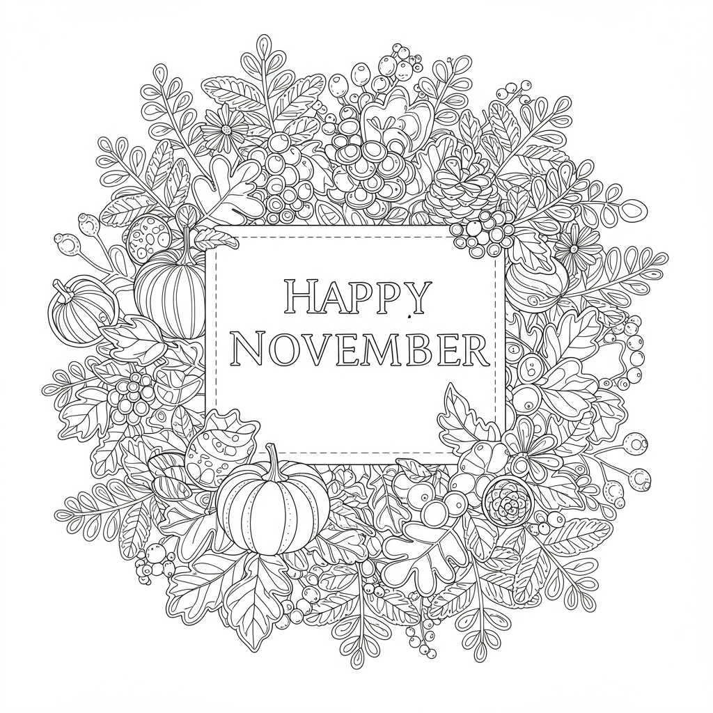 november decorative coloring page