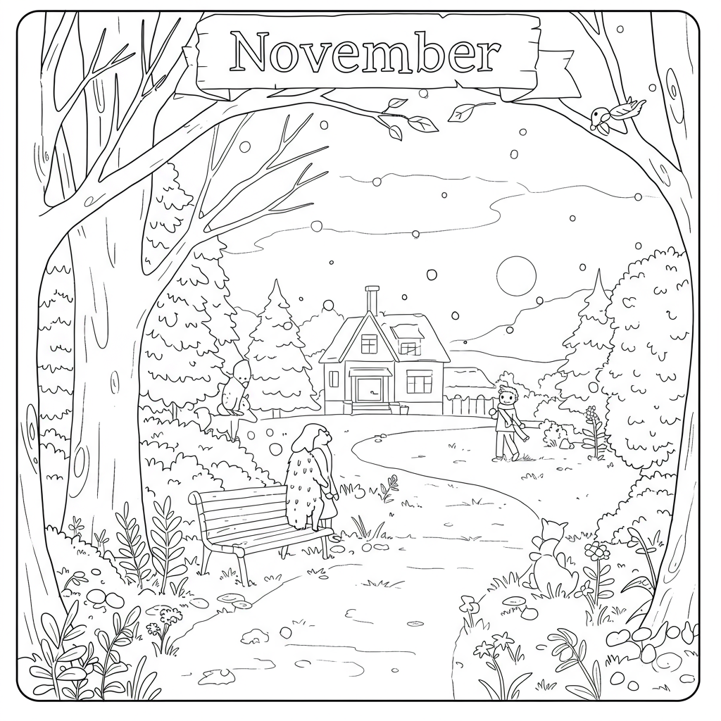 november easy coloring page