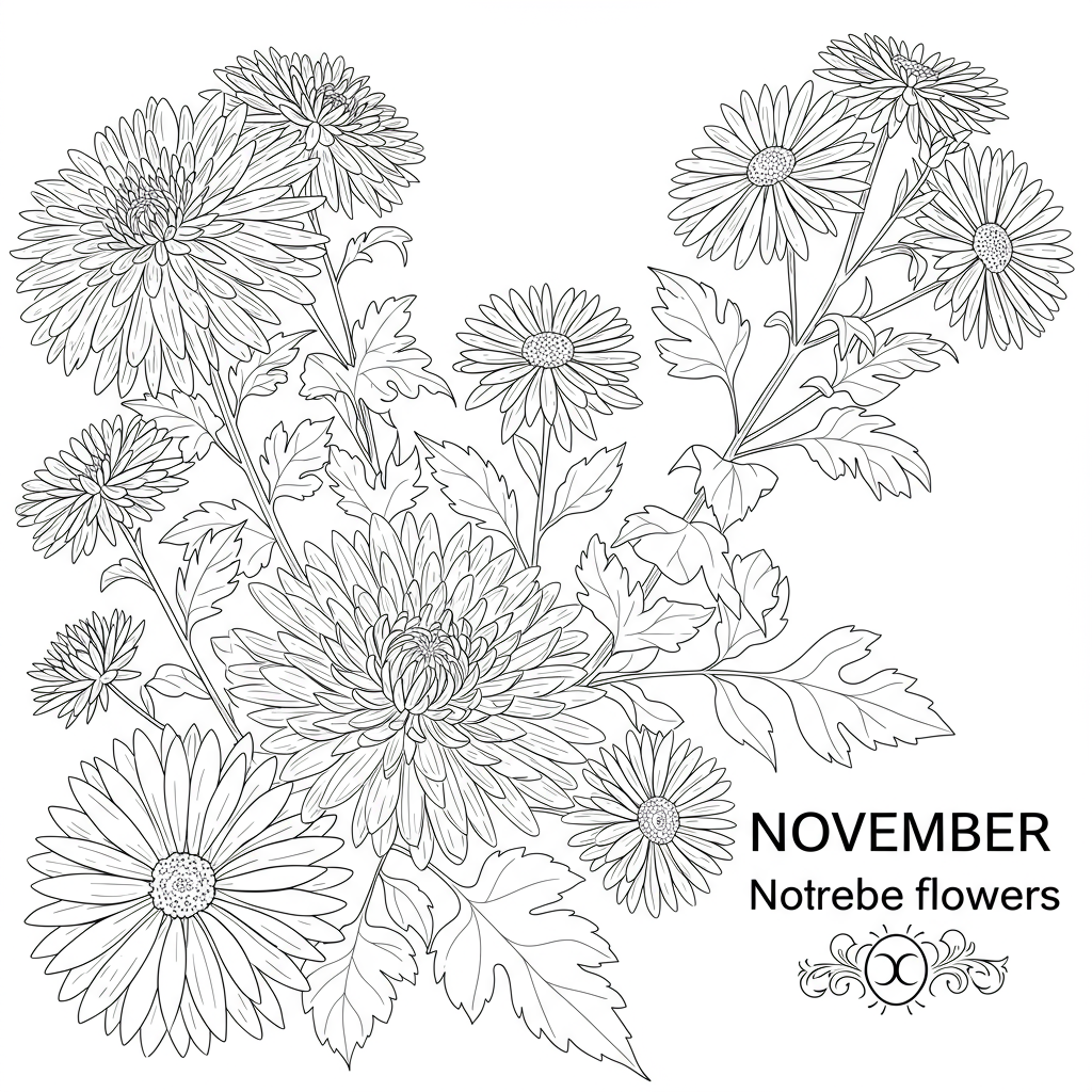 november flowers coloring page
