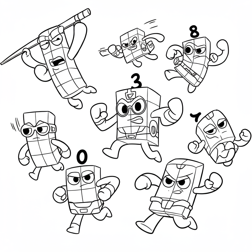 Numberblocks Action-Malvorlage