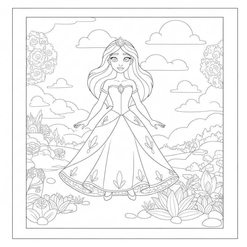 of tiana the princess action coloring page
