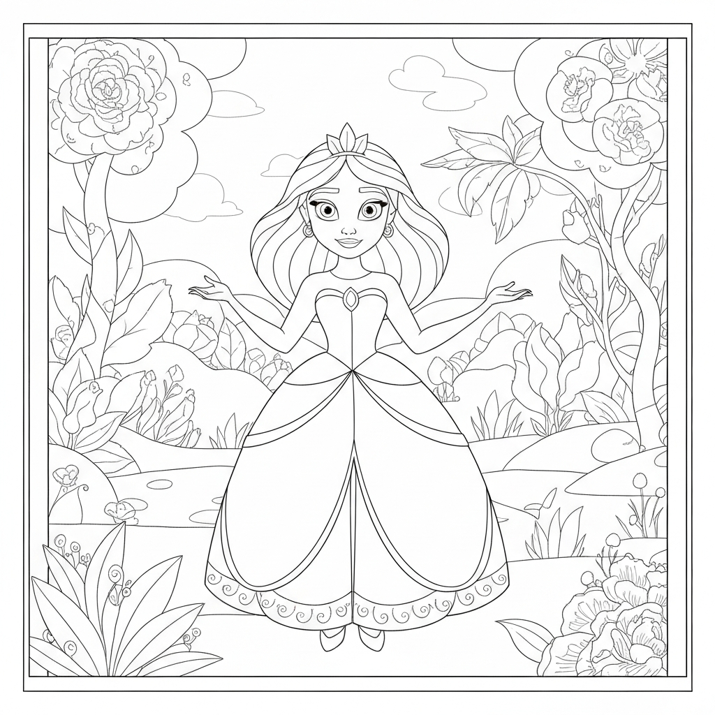 of tiana the princess family coloring page